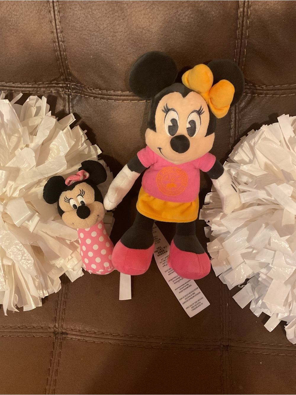 Disney Minnie Mouse Plush Toy &Rattle Toy Lot of 2 Minnie 11” &Rattle 6”